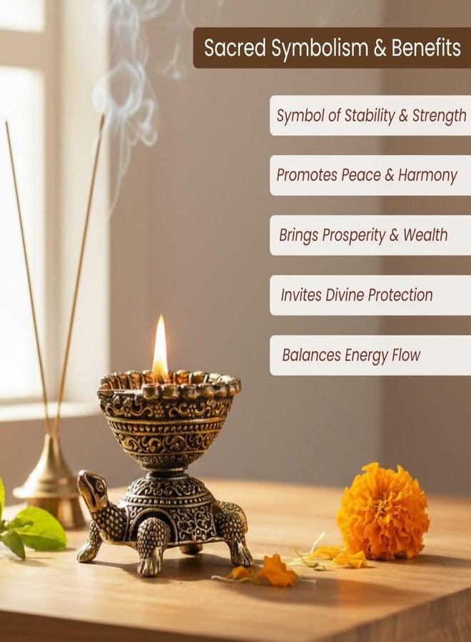 Ritualistic Kurma Brass Diya for Pooja | Traditional Pooja Item for Pooja Room | Elegant Brass Diya for Daily Worship, Festive Rituals & Home Decor | Perfect Spiritual Gift for Housewarming | Set of 1 - Image 3